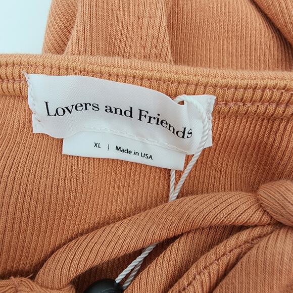 Lovers + Friends Johnson Back Tie Ribbed Thong Bodysuit In Terracotta Size XL - Picture 3 of 6